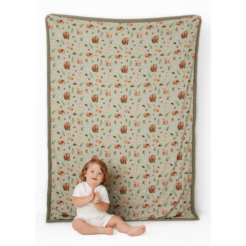 Woodland Animals Large Quilted Bamboo Blanket