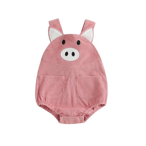 woshilaocai Baby Boy Girl Corduroy Romper Farm Animal Overalls with Pockets Cute Toddler Fall Outfit