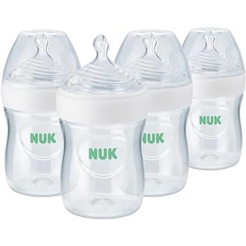 NUK Simply Natural Baby Bottle with SafeTemp, 5 oz, 4 Count