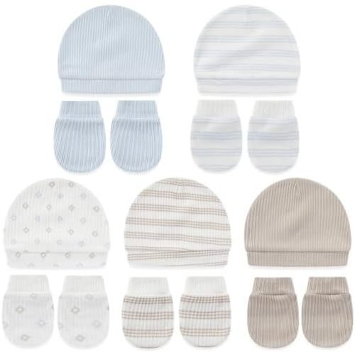 Cute Baby Girl Hats Mittens Set 10-Pack New Born Boy Caps Gloves Suit 0-6 Months Infant Accessories