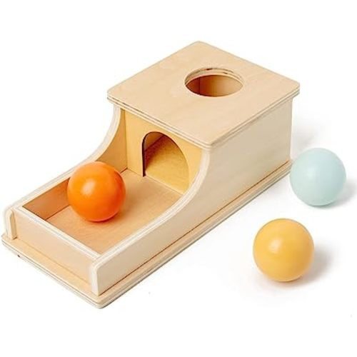 Busy edition Montessori Toys Full Size Object Permanence Box Soft Sound Wooden Baby Ball Drop Play for 6 Month 1 2 3 Year Old Toddlers Infant Early Age Toy