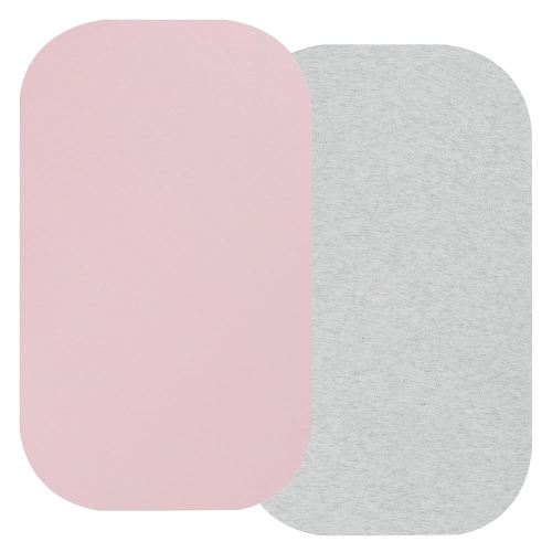 100% Organic Cotton Bassinet Sheets Compatiable with Baby Delight Beside Me Dreamer Bassinet & Mika Mikcy Bedside Sleeper, 2 Pack Jersey Knit Fitted Sheet for Baby, Pink and Light Grey