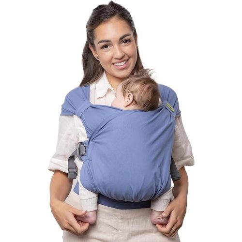 Boba Pre-Wrapped Baby Wrap Carrier with Buckle, Easy Adjust Soft Infant Baby Carrier Hybrid for Boy or Girls, Baby Sling for Newborn up to 35 lbs (Vintage Navy Blue)