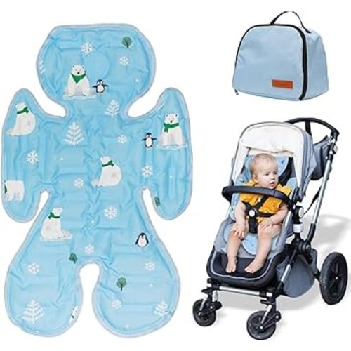 Car Seat Cooling Pad for Toddler, Double Sided Seat Cooler Pad Kids, Gel Baby Cooling Mat Cushion for Stroller, Baby Chair, Child Safety Car Seat, Keep Cool in Summer, Blue