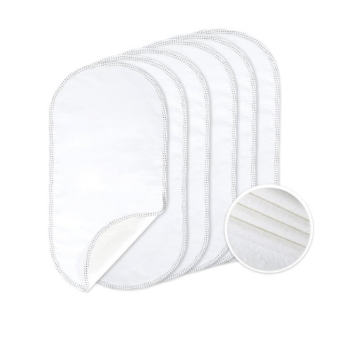 TILLYOU Waterproof Changing Pad Liners 6 Pack, 100% Cotton Reusable Cloth Diaper Liners, White
