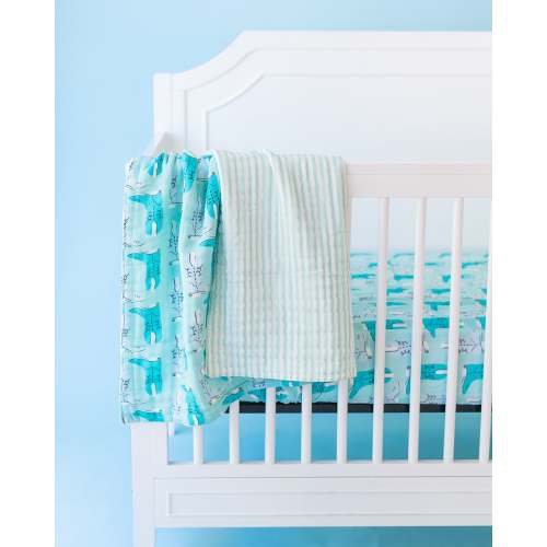 Green Boots Muslin Crib Sheet I Poppy Kids Co