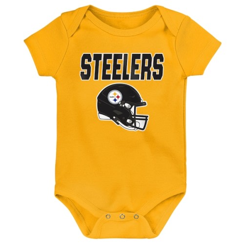 Infant & Newborn Pittsburgh Steelers Outerstuff Littlest Player Three-Piece Bodysuit Set