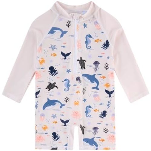 uideazone Baby Toddler Boys Zipper Rash Guard Swimsuit UPF 50+ One Piece Beach Swimwear Bathing Suits 3-36 Months