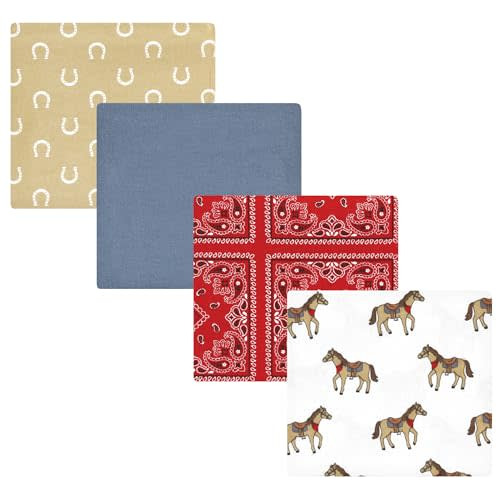 Hudson Baby Unisex Baby Cotton Flannel Receiving Blankets, Cowboy, One Size