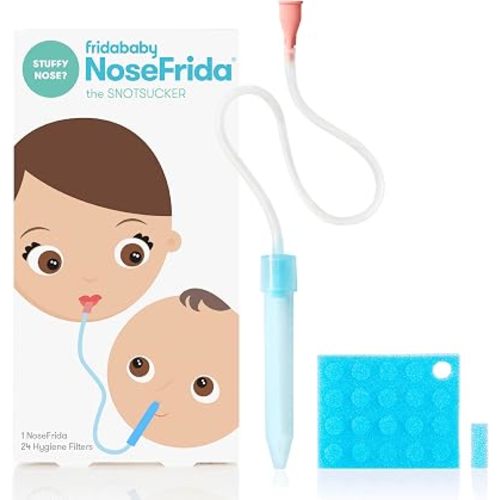 Frida Baby NoseFrida Nasal Aspirator, Snot Sucker Suitable for Newborns and Babies, Baby Nose Sucker + 24 Extra Hygiene Filters