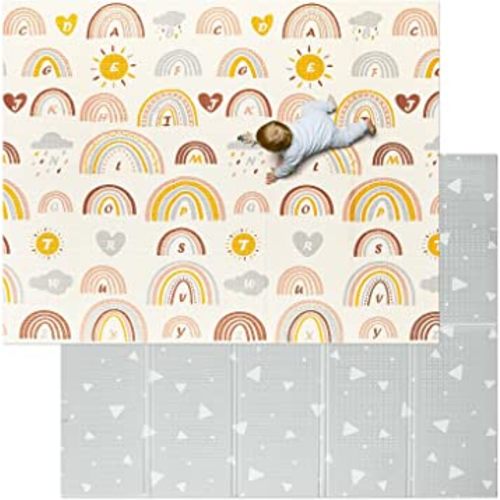 Baby Play Mat, Extra Large Foldable Foam Floor Play Mat for Babies,Toddlers, Infants, Reversible Waterproof Baby Crawling Mat, Portable Baby Playmat with Travel Bag for Indoor Outdoor (71" x 79")