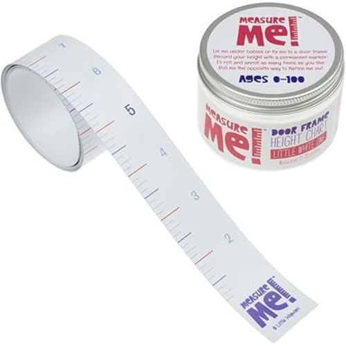 Measure Me! Baby Roll-up Door Frame Growth Height Chart for Children Kids Room - Little White One (inches)