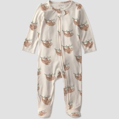 Carter's Just One You® Baby Boys' Sloth Comfy Soft Long Sleeve Sleep N' Play - Ivory Newborn