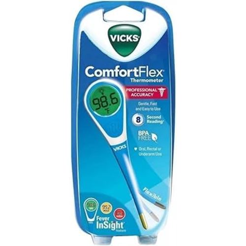 Vicks ComfortFlex Digital Thermometer – Accurate, Color Coded Readings in 8 Seconds - Digital Thermometer for Oral, Rectal or Under Arm Use