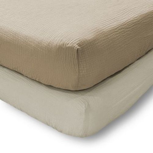 Cloud Muslin Fitted Sheet Set of 2 Cocoa/Beige - Levtex Baby