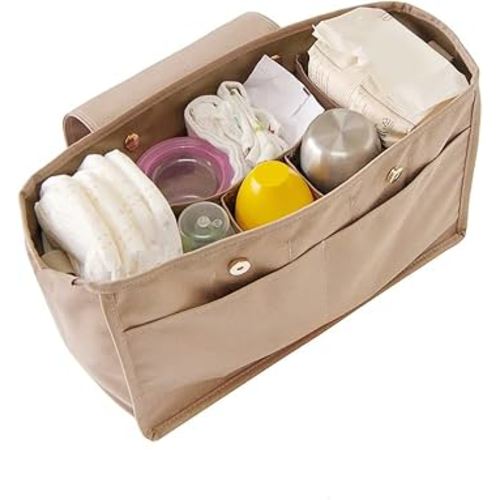 enreve Purse Organizer Insert, Bag Handbag Tote Organizer, Diaper bag, Bag in Bag for Longchamp and More (BEIGE)
