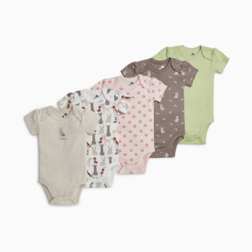 Small Story Organic Cotton Short Sleeve Printed Bodysuit (5 Pack) - All Over Dogs, 0-3 M