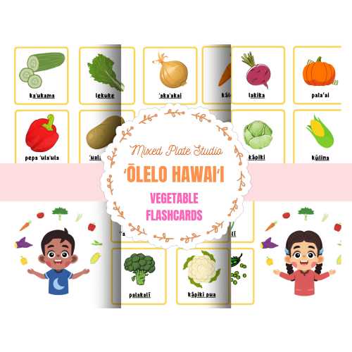 Ōlelo Hawaiʻi Vegetable Flashcards | Hawaiian Language Printable for Keiki | Digital Download for Teachers and Families