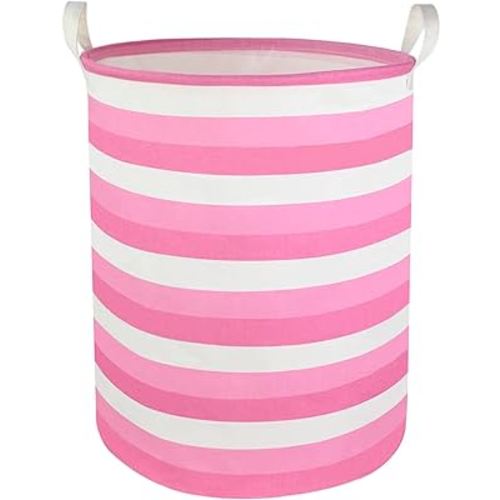 Pink Laundry Basket,Baby Girl Clothes Hamper for Nursery,Collapsible Toy Storage Bin with Handles, Room Decor,Waterproof Storage Basket(Pink Hamper)