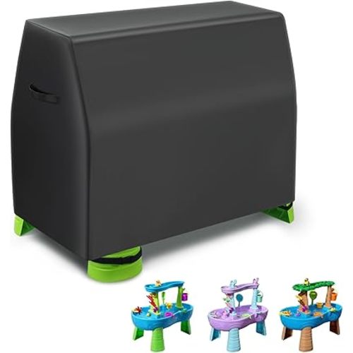 Black Kids Water Table Cover for Step 2,Sand and Water Table Covers Waterproof,Outdoor Water Play Table Cover Fit Rain Showers Splash Pond Water Table