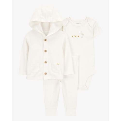 Baby 3-Piece Cardigan Set - Ivory - 3 Months