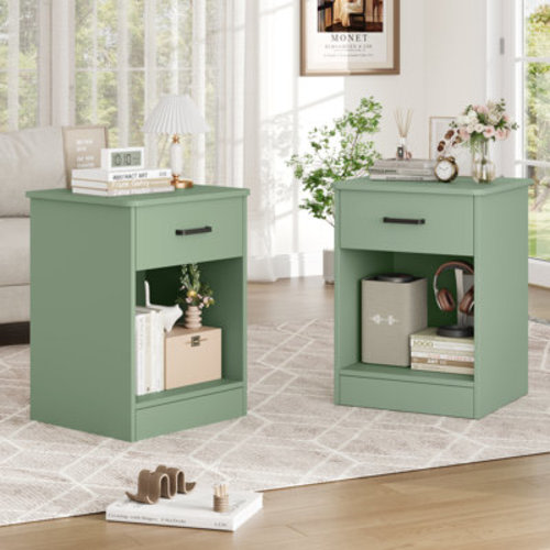 Zipcode Design™ Ignacio 23.6" H 17.7" W Mid-Century Modern Wood Nightstand Sets, 1-Drawer with Storage & Reviews | Wayfair