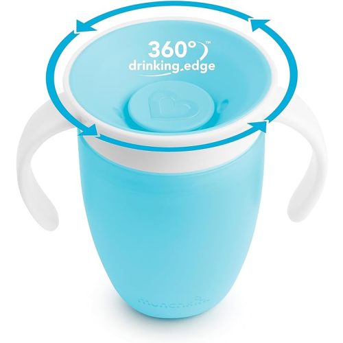 Munchkin® Miracle® 360 Trainer Sippy Cup with Handles, Spill Proof, 7 Ounce, 2 Count (Pack of 1), Green/Blue - Blue, Green - 2-pack