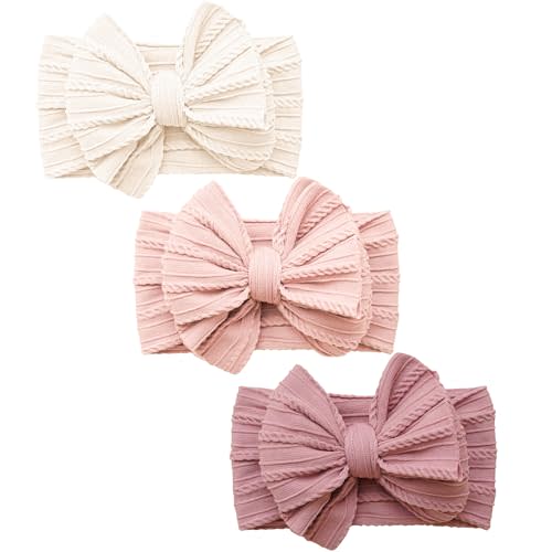 Jesries Baby Headbands and Bows, Handmade Stretchy Nylon Hairbands Hair Bows - Girls Hair Accessories for Newborns, Infants, Toddlers