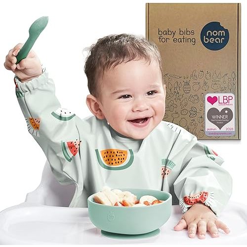 Long Sleeve Bibs for Babies 6-12 Months - Baby Bibs for Eating, Toddler Bib, Coverall Bib for Baby Feeding Essentials