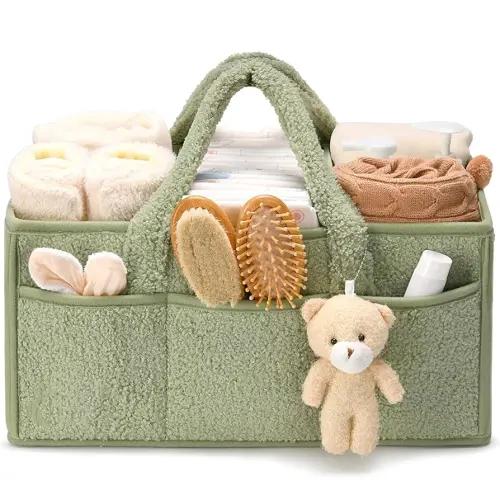 HJB VISSO Baby Diaper Caddy Organizer, Nappy Caddy Storage Basket for Wipes, Portable Nursery Diaper Organizer (Lily Green): Baskets & Liners: Amazon.com.au