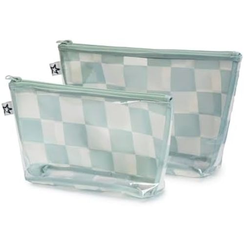 Tiny Twinkle Mess-proof Travel Bags, Airline Compliant, Zipper Closure, Clear Front Pouch, Diaper Bag Packing, Toiletry or Cosmetics Organizer 2 Pack