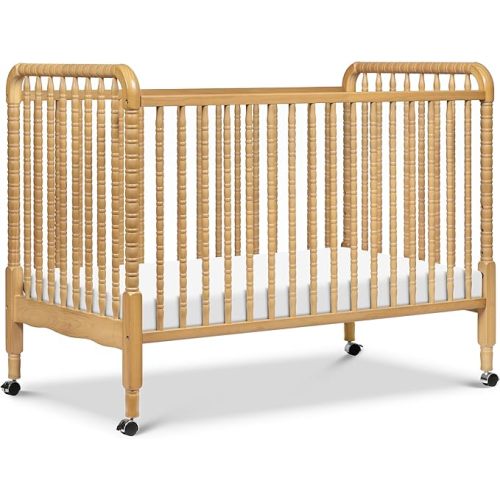 DaVinci Jenny Lind 3-in-1 Convertible Baby Crib - GREENGUARD Gold Certified Portable Convertible Baby Crib to Toddler Bed, Daybed - Durable & Easy to Assemble - 4 Adjustable Mattress Heights - Honey