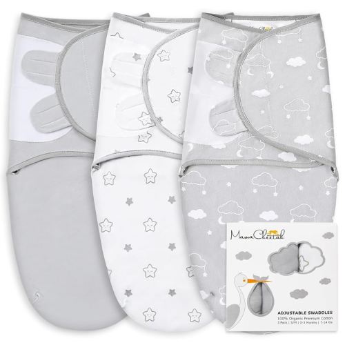 Mama Cheetah Baby Swaddle Sack, Organic Swaddle Blanket, Newborn Swaddling Sleep Sacks, Adjustable Easy Swaddles for Boy Girl 0-3 Month, Baby Essentials, Nursery Swaddling, 3-Pack