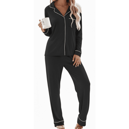 MLDRA Pajama for Women Sets PJs Button Up Long Sleeve with Lounge Pants Lightweight Soft Cute Women Pajama 2 Piece Set,2025 Fall