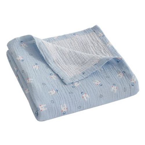 2-Layer Muslin Cotton Toddler Blanket, Skin-Friendly Breathable Swaddle Blanket for Crib & Stroller - NTBAY