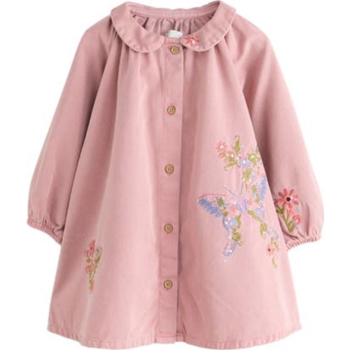 Kids' Butterfly Embroidered Long Sleeve Denim Shirtdress