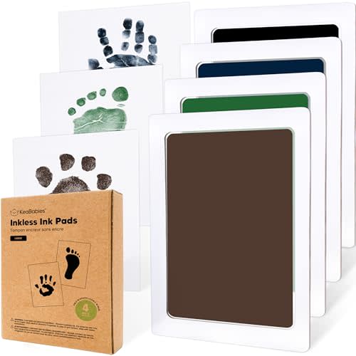 4-Pack Inkless Baby Hand and Footprint Kit - Mess Free Ink Pad for Newborn Keepsake, Dog Nose & Paw Print Kit, Clean Touch Ink Pad for Baby Hand & Footprints, Ideal Mother's Day Gifts (Midnights,L)