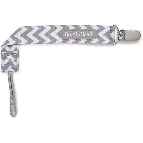 BooginHead Baby Newborn PaciGrip Pacifier Clip, Chevron Gray