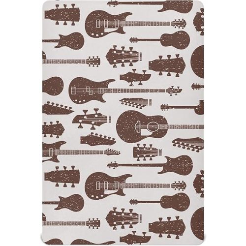 Retro Guitars Crib Sheets Soft Breathable Fitted Baby Crib Sheets Mattress Cover for Girl Boys, 52" x 28" x 9"