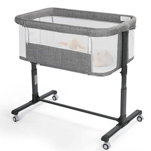 AILEEKISS Baby Bassinet with Wheels, Height Adjustable Newborn Bedside for Baby, Grey