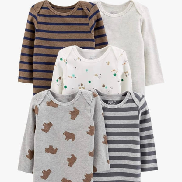 Simple Joys by Carter's Baby Boys Long-Sleeve Bodysuit Pack of 5Bodysuit