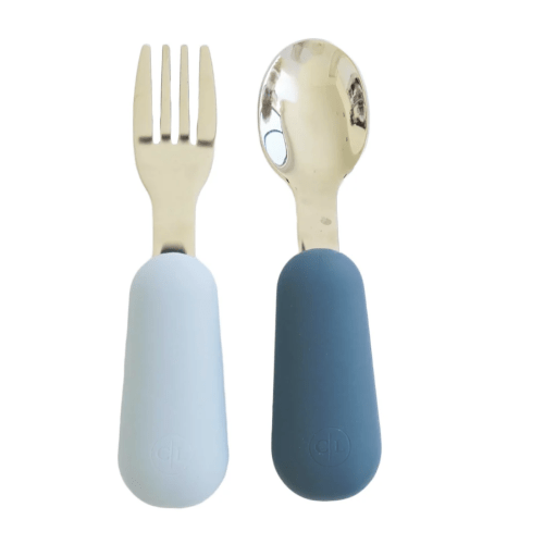 Silicone Silverware Set- Light Blue/Dusty Blue