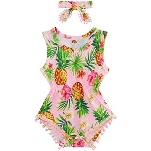 BFUSTYLE Baby Girl Clothes 0-24 Months Outfit Sleeveless Infant Romper Bodysuit with Headband