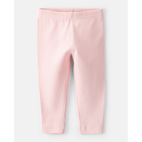 Baby Girl Cotton Ribbed Stretch Leggings - Pink - Carter's | Carter's