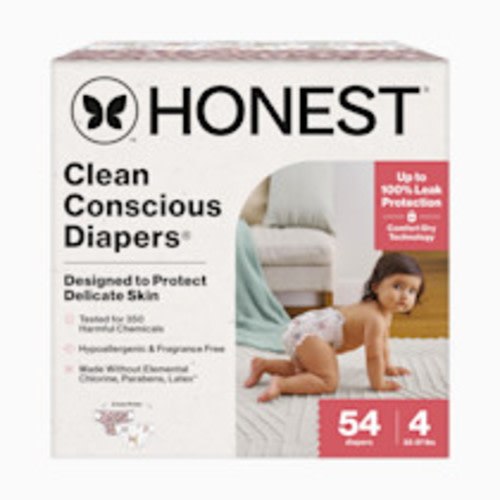 The Honest Company Comfort Dry Disposable Diapers for Sensitive Skin, Hypoallergenic, Fragrance-Free, Wild Thang + All The Alpacas, Club Box, Size 4 (22-37 lbs), 54 Count