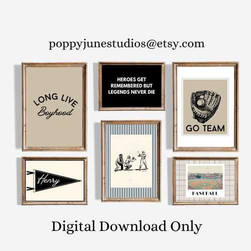Baseball Nursery Gallery Wall, Sports Themed Bedroom, Vintage Sports Nursery, Printable Gallery Art Wall, Classic Sporty Nursery, Playroom