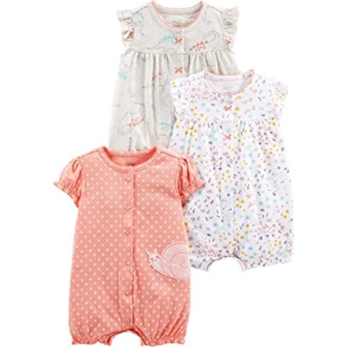 Simple Joys by Carter's Baby Girls' 3-Pack Snap-up Rompers