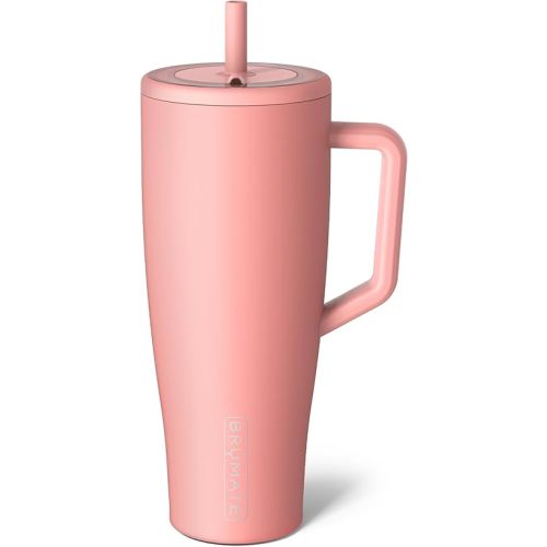 BrüMate Era 40 oz Tumbler with Handle and Straw | 100% Leakproof Insulated Tumbler with Lid and Straw | Made of Stainless Steel | Cup Holder Friendly Base | 40oz (Guava)
