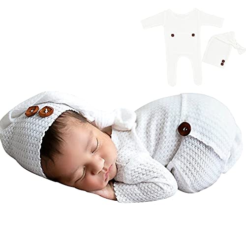 Winmany Newborn Baby Boys Girls Crochet Photoshoot Outfits Knitted Photography Outfits Props Romper Hats Set
