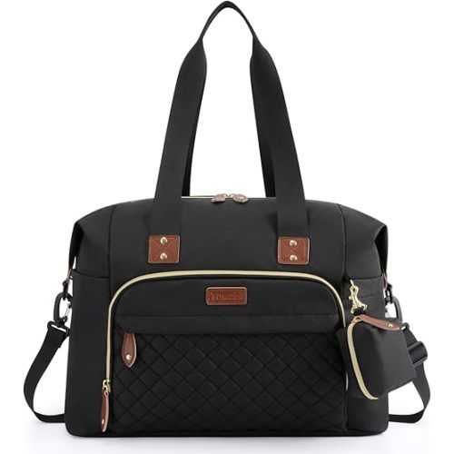 Tuwubi Diaper Bag Tote,Baby Diaper Bag with Pacifier Case Large Travel Diaper Tote Caddy for Mom and Dad Multifunction Large Baby Bag - Black